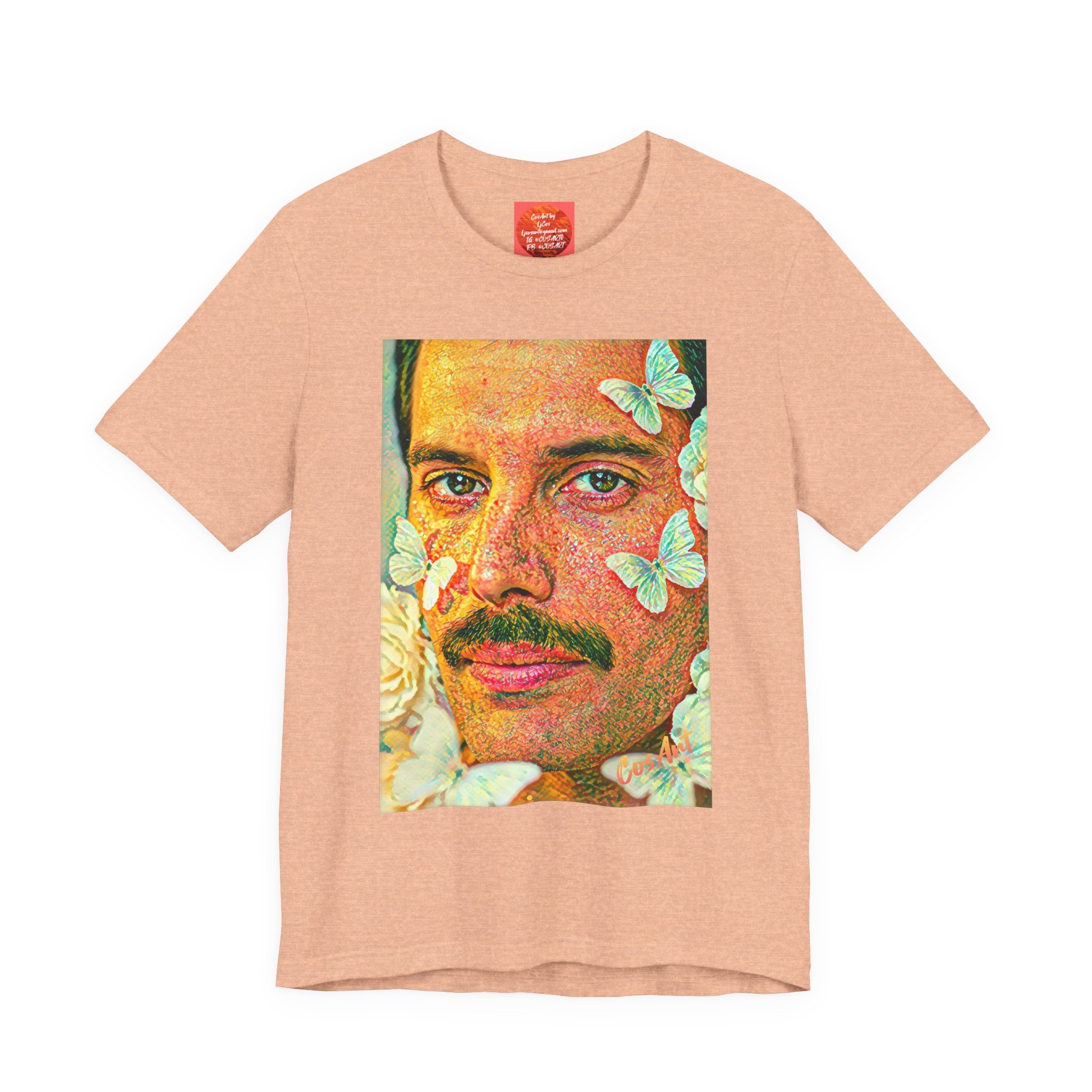 Freddie Portrait Tee with Butterflies – Retro Pop Art Rock T-Shirt