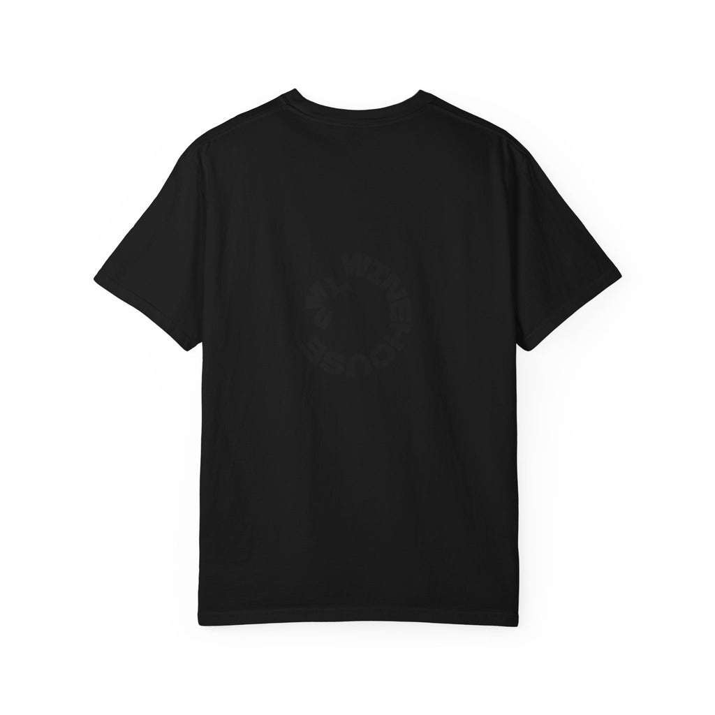 Amy Jade-Winehouse Portrait Graphic T‑Shirt — Floral Portrait Print with Circular Back Logo