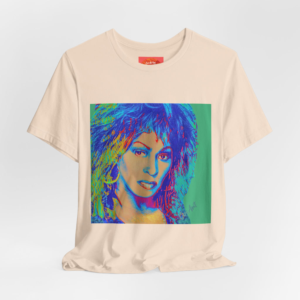 Tina Pop Art Portrait Tee — Vibrant Retro Music Icon T-Shirt
