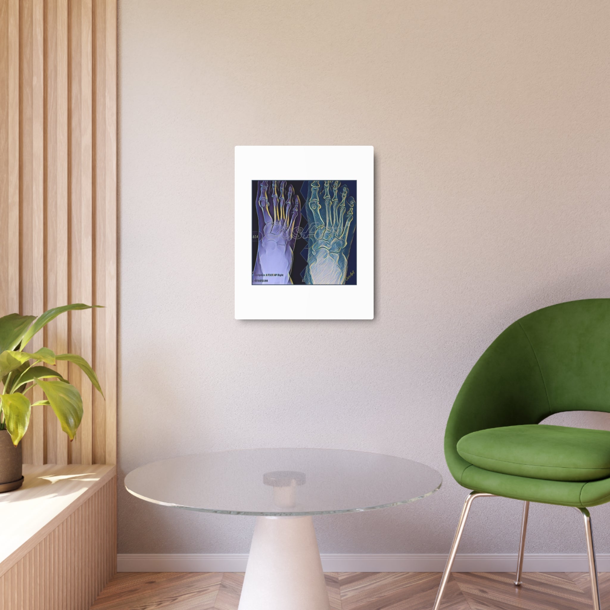 Metal Art Sign - X-Ray Foot Bones Abstract Medical Wall Decor