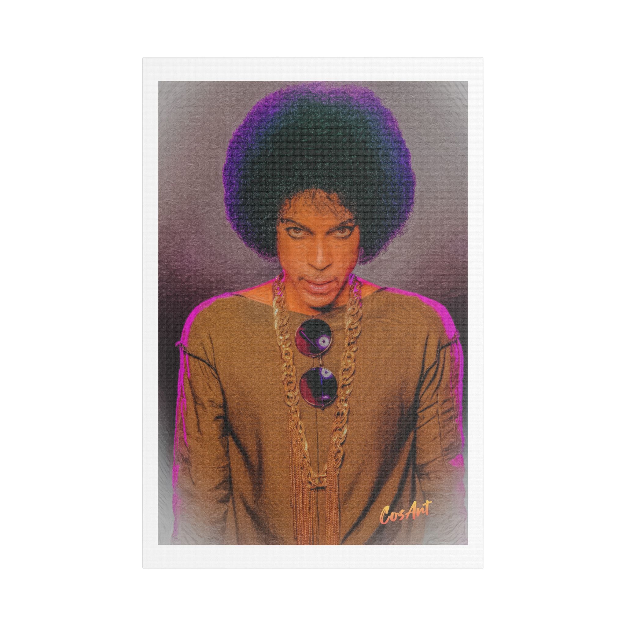 Prince R. Nelson Retro Portrait Satin Canvas Print — Stretched Wall Art