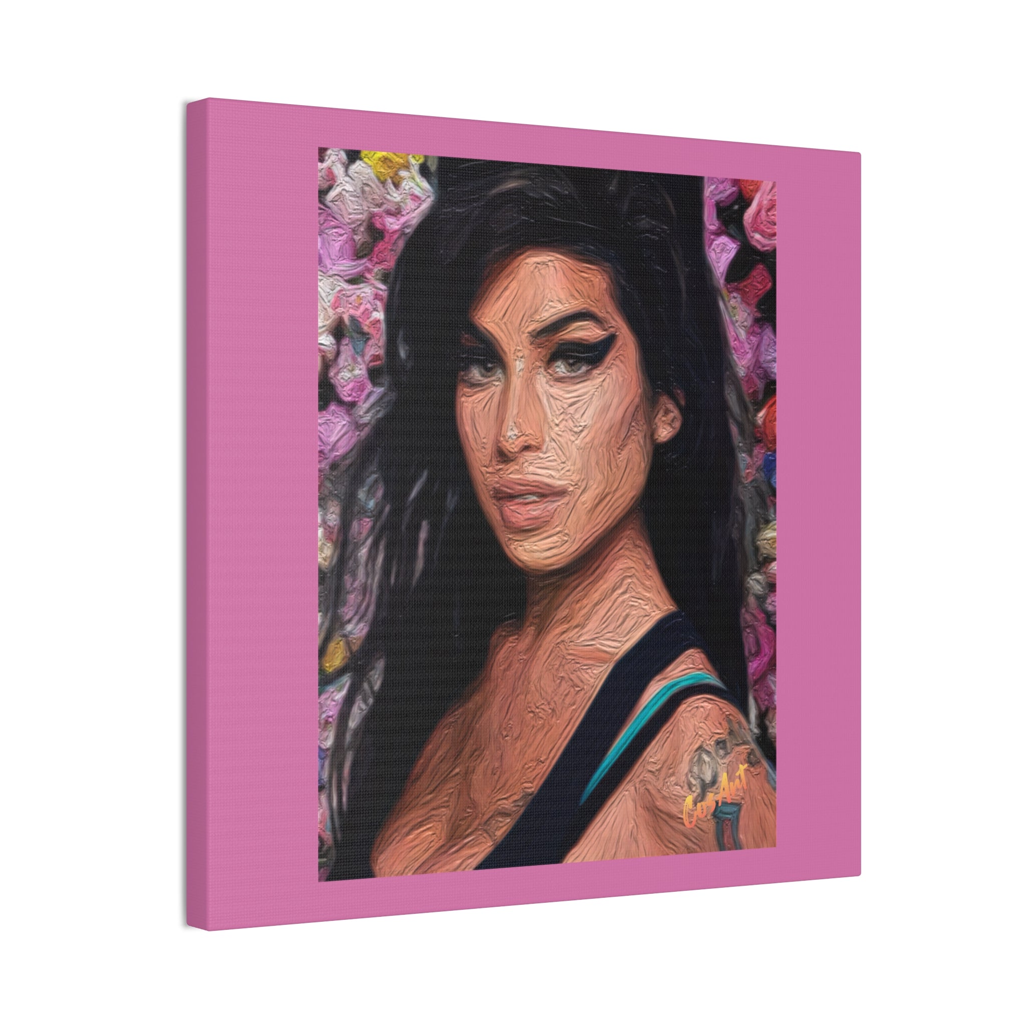 Amy Jade Winehouse Portrait Canvas Print — Floral Pop Art Woman