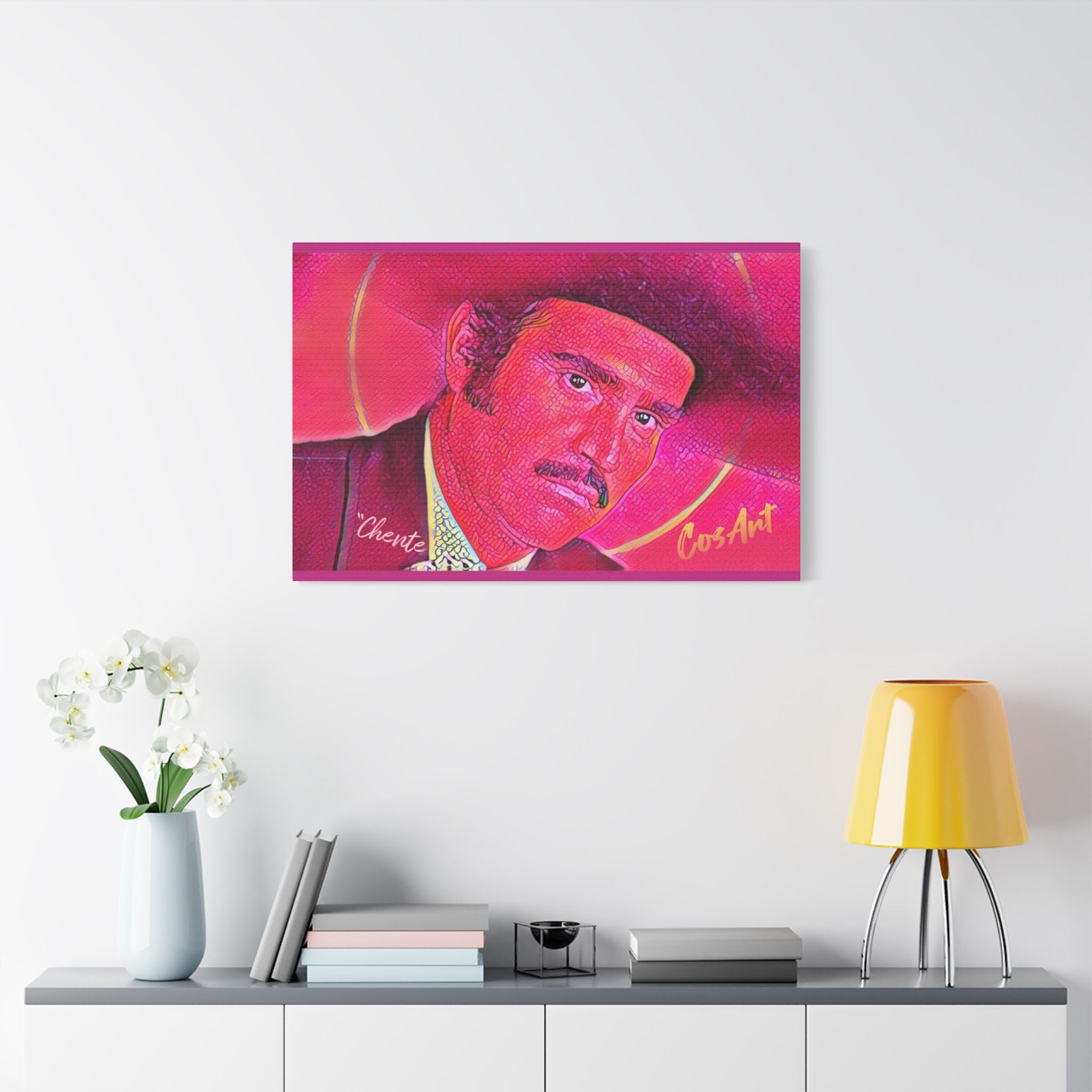 Vicente’ Satin Stretched Canvas Print — Vibrant Retro Portrait Wall Art