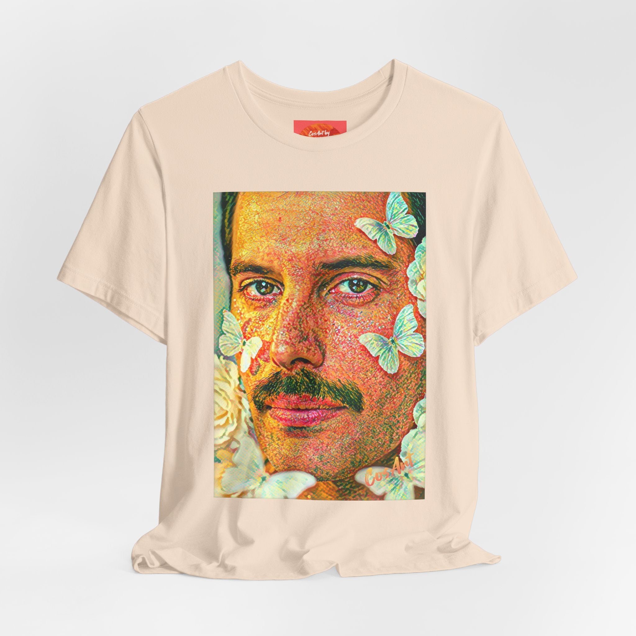Freddie Portrait Tee with Butterflies – Retro Pop Art Rock T-Shirt