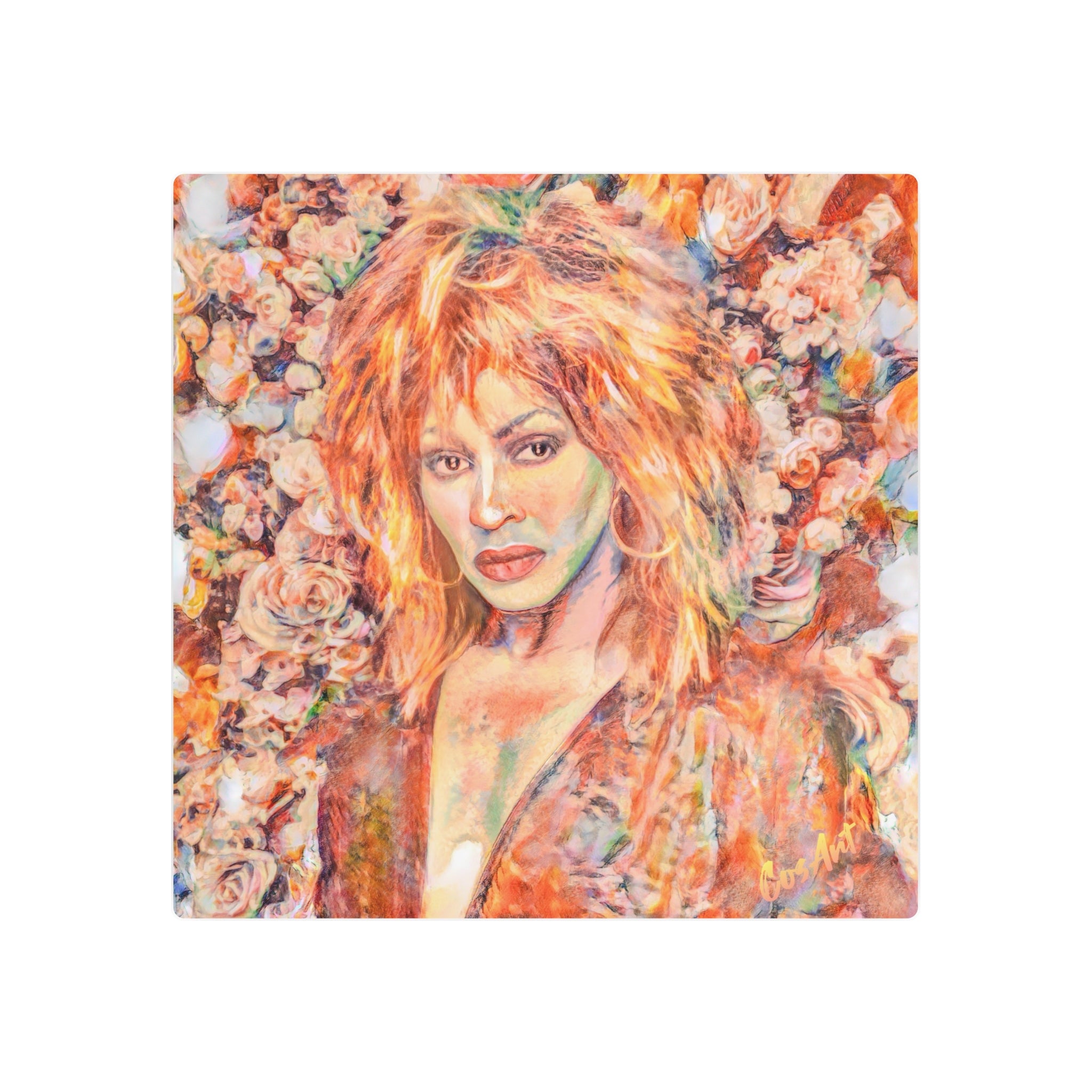Tina Turner Portrait Metal Art Sign — Vintage Floral Pop Art Wall Decor
