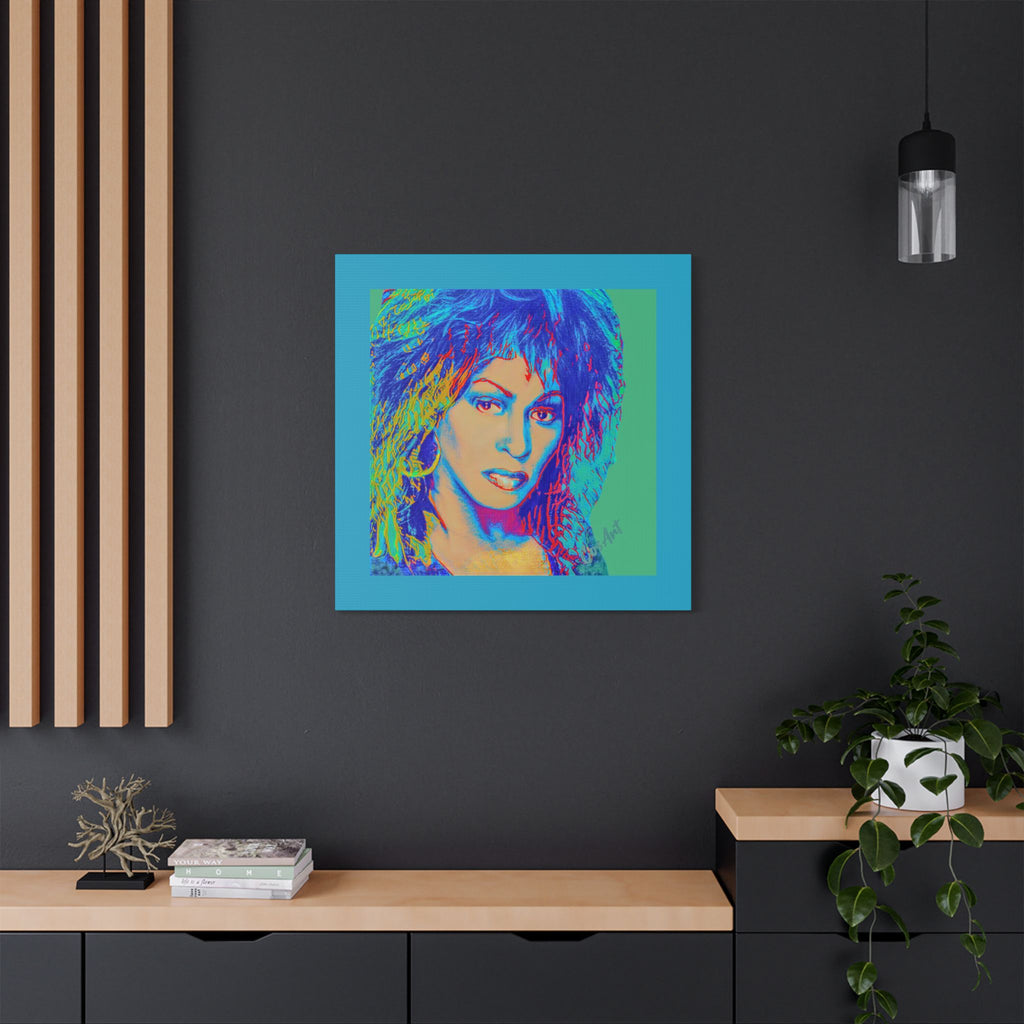 Tina Pop Art Portrait Satin Canvas – Vibrant Retro Wall Art