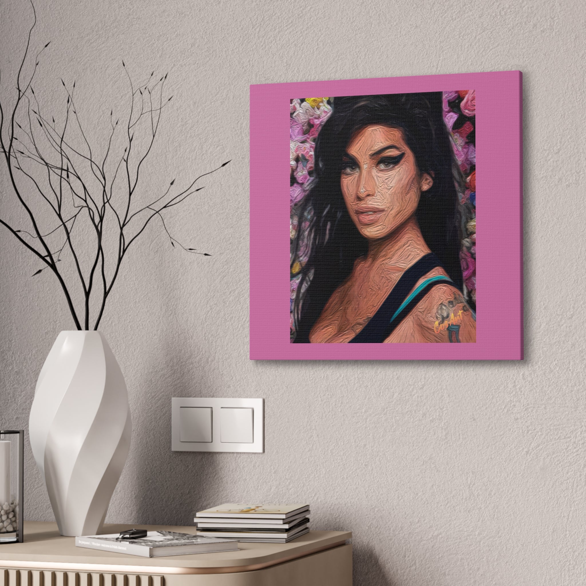 Amy Jade Winehouse Portrait Canvas Print — Floral Pop Art Woman
