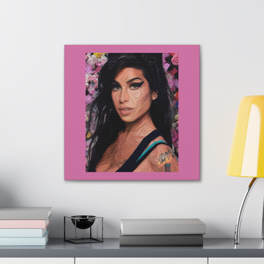 Amy Jade Winehouse Portrait Canvas Print — Floral Pop Art Woman