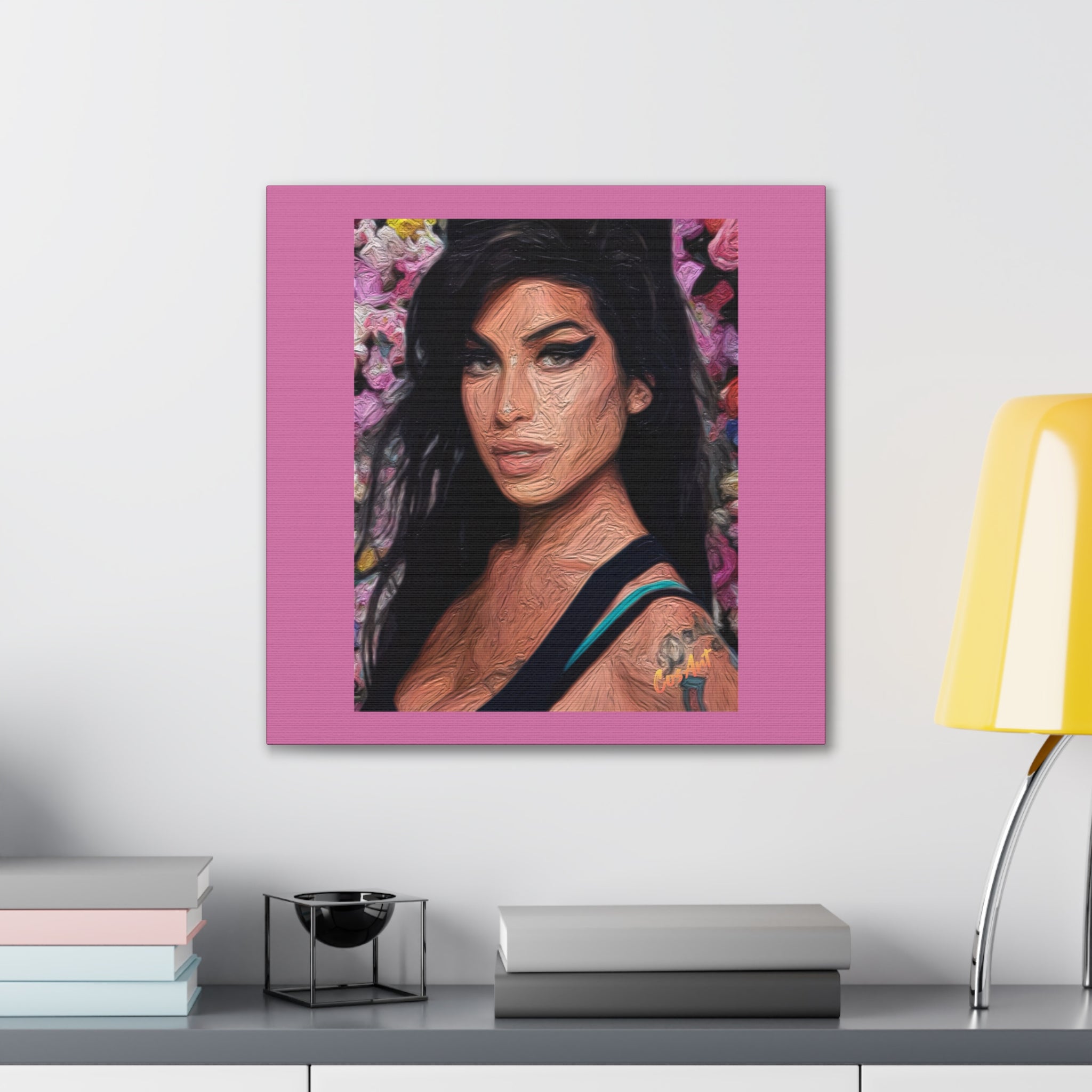 Amy Jade Winehouse Portrait Canvas Print — Floral Pop Art Woman