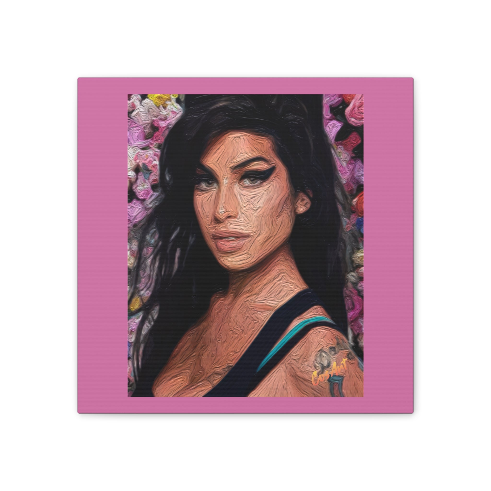 Amy Jade Winehouse Portrait Canvas Print — Floral Pop Art Woman