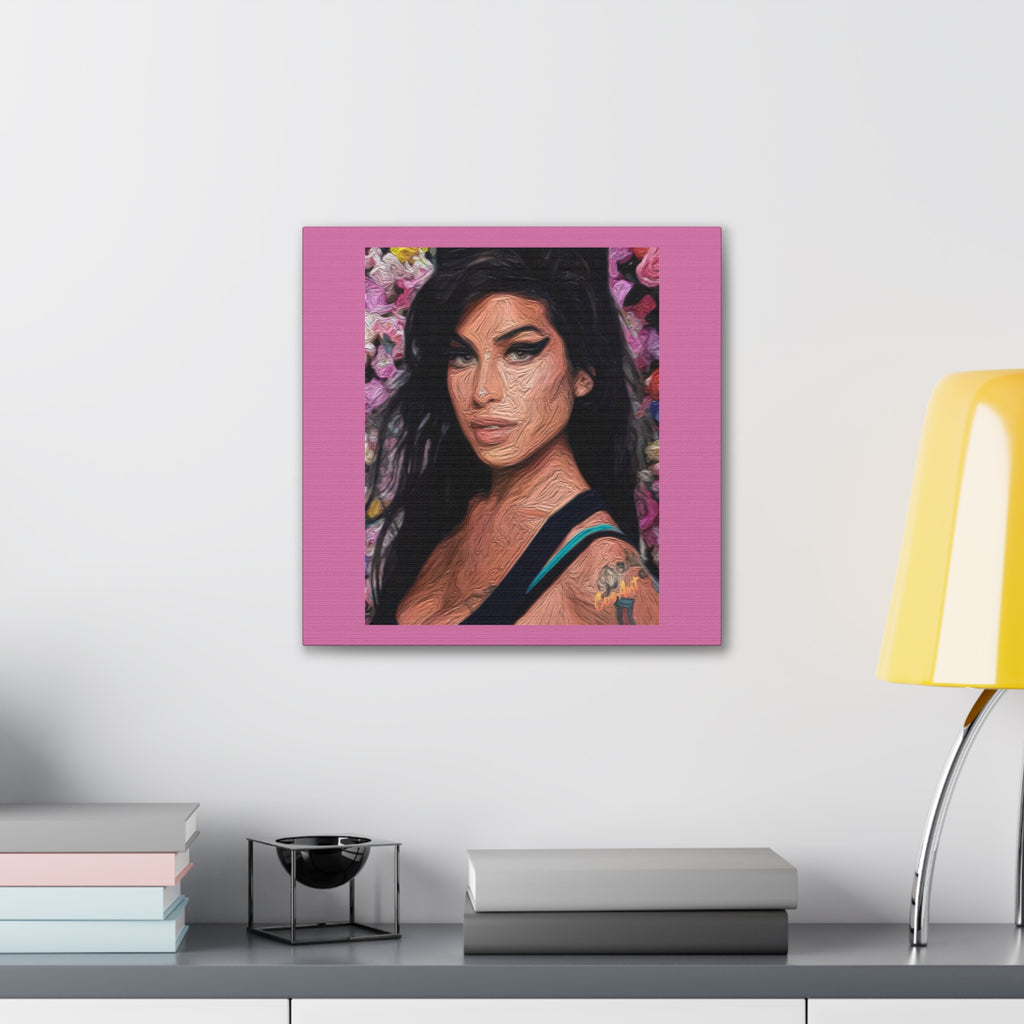 Amy Jade Winehouse Portrait Canvas Print — Floral Pop Art Woman