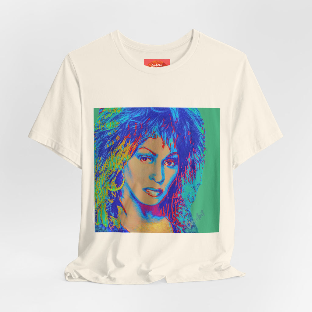 Tina Pop Art Portrait Tee — Vibrant Retro Music Icon T-Shirt