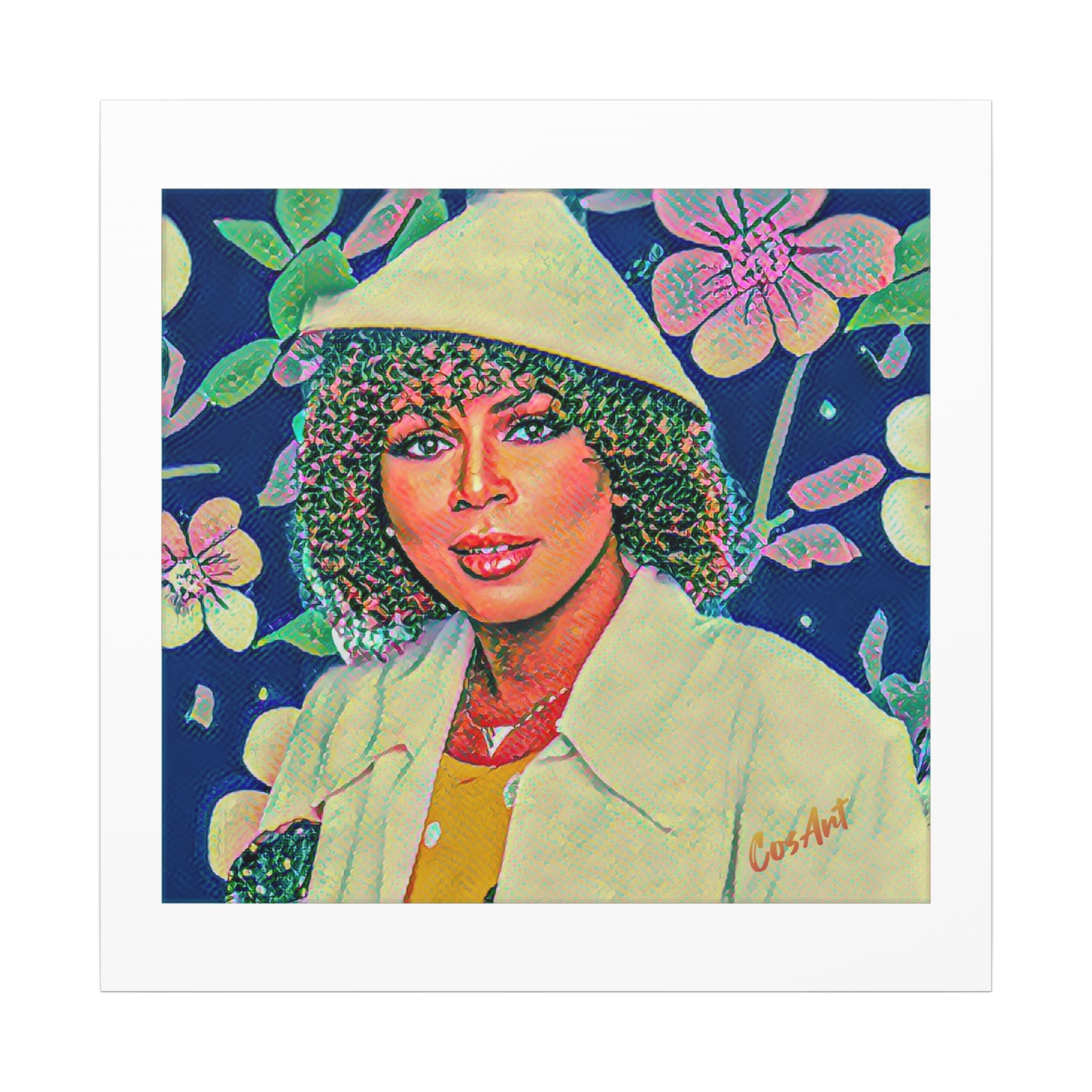 Minnie Riperton Portrait Canvas Print — Retro Floral Woman Art