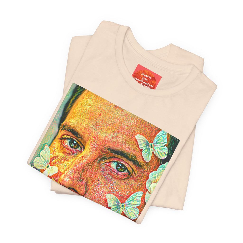 Freddie Portrait Tee with Butterflies – Retro Pop Art Rock T-Shirt