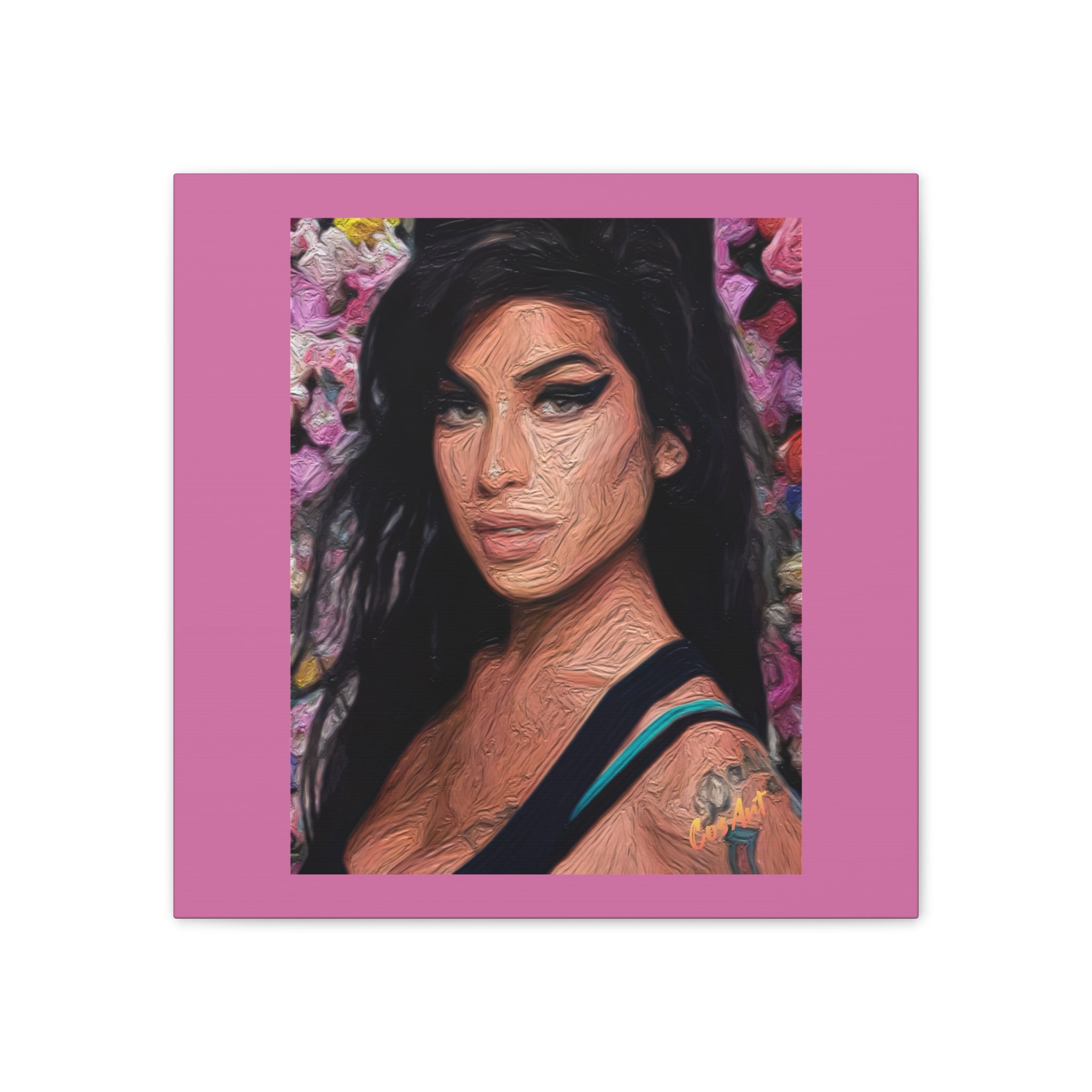 Amy Jade Winehouse Portrait Canvas Print — Floral Pop Art Woman