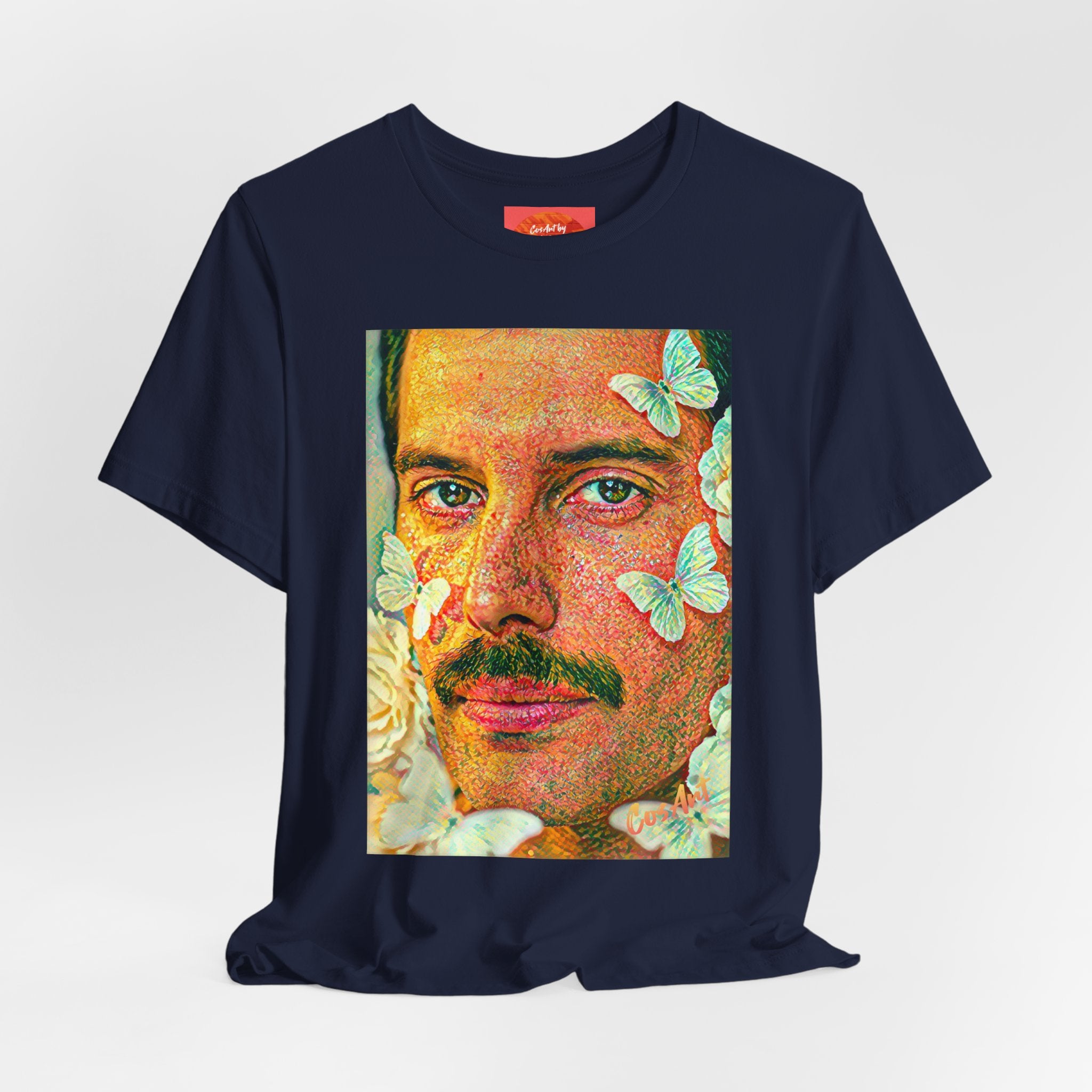 Freddie Portrait Tee with Butterflies – Retro Pop Art Rock T-Shirt