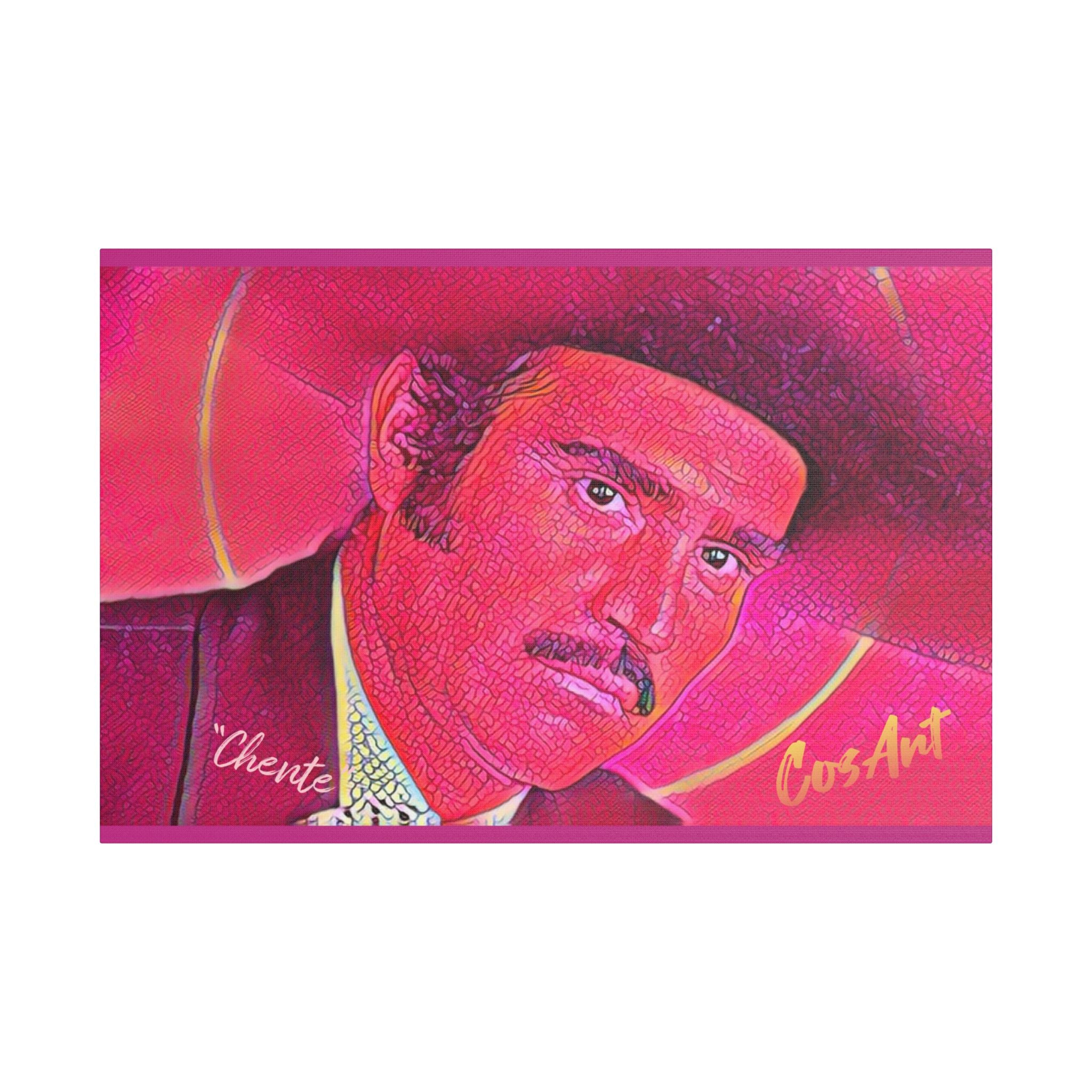 Vicente’ Satin Stretched Canvas Print — Vibrant Retro Portrait Wall Art
