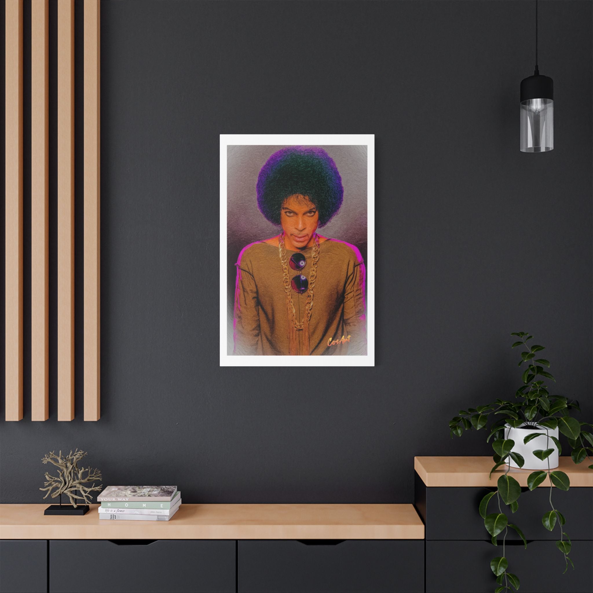 Prince R. Nelson Retro Portrait Satin Canvas Print — Stretched Wall Art