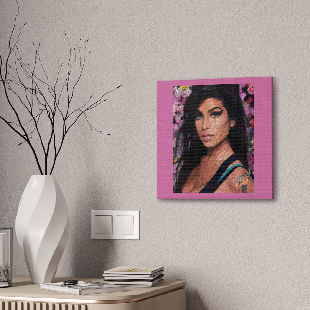 Amy Jade Winehouse Portrait Canvas Print — Floral Pop Art Woman