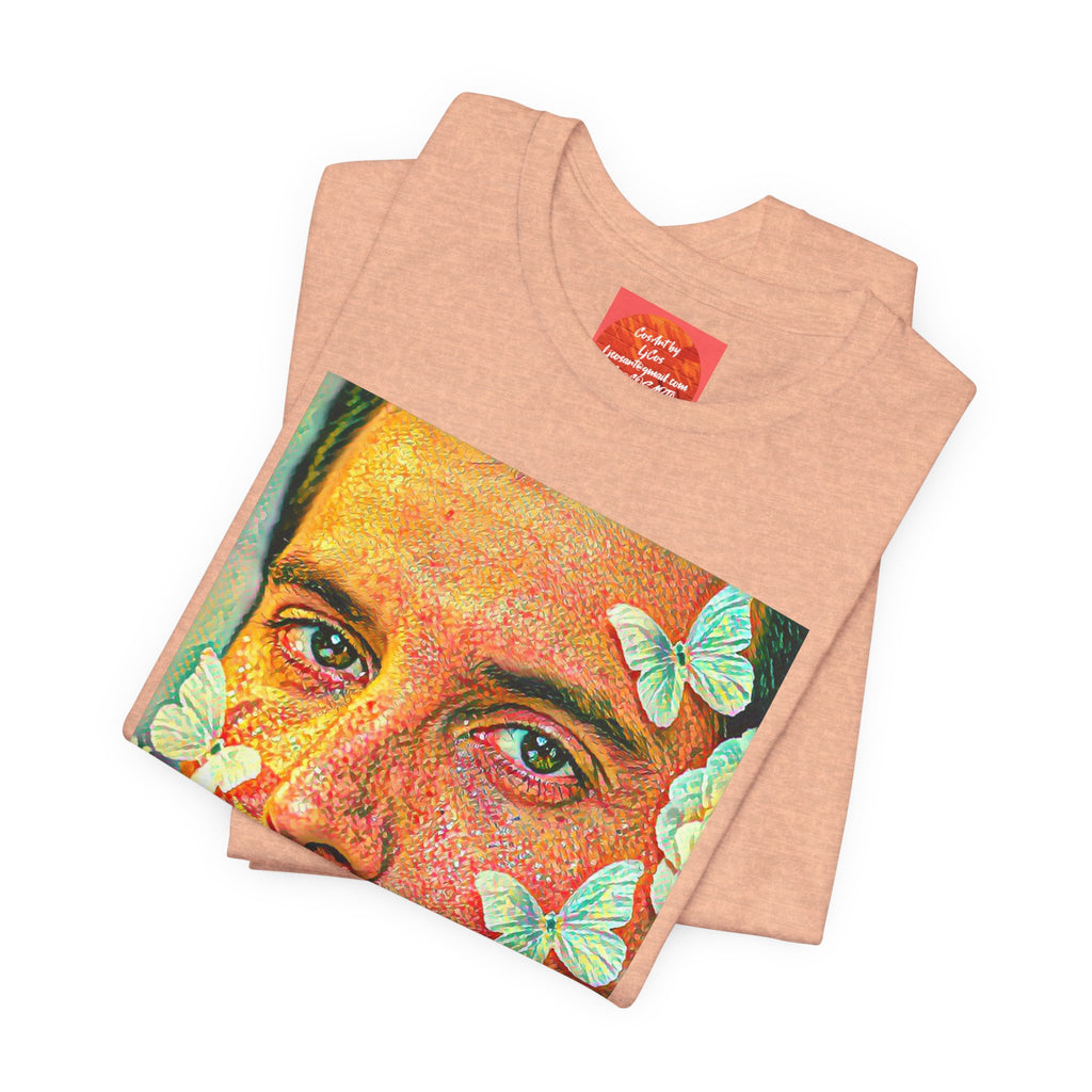 Freddie Portrait Tee with Butterflies – Retro Pop Art Rock T-Shirt
