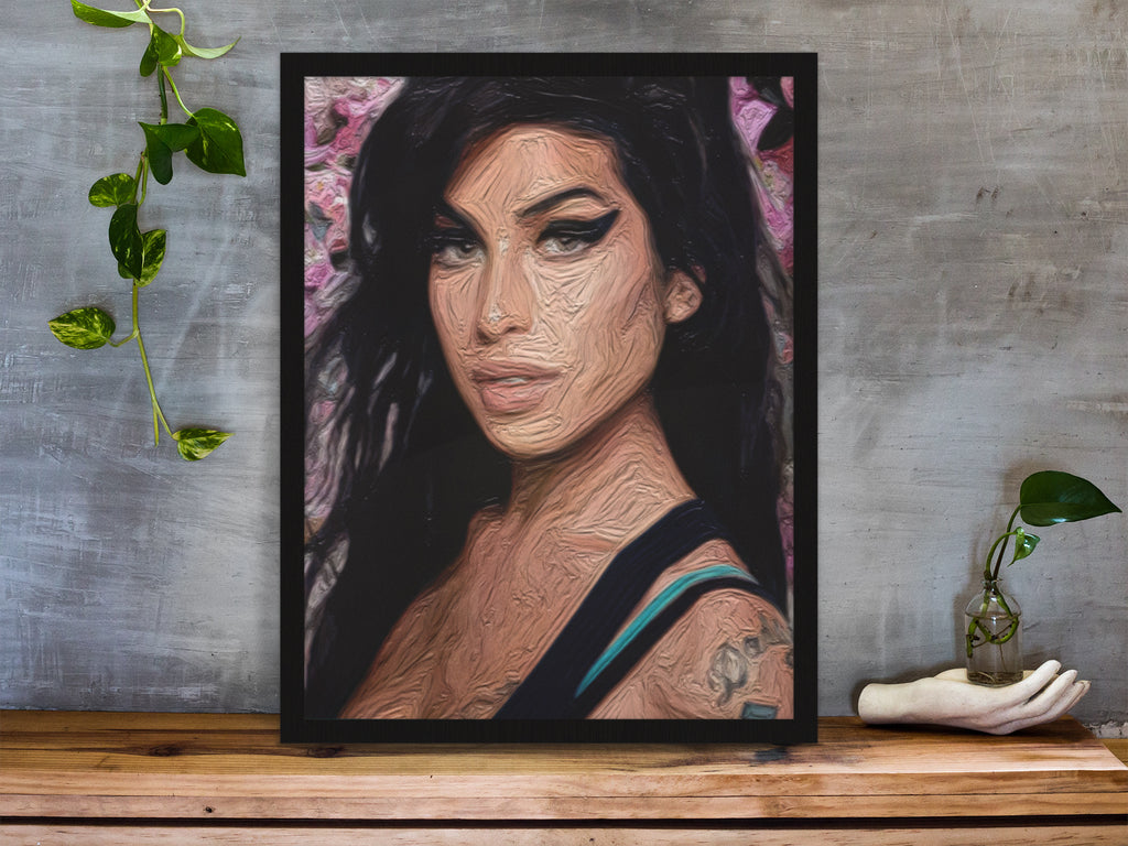 Amy Jade Winehouse Portrait Canvas Print — Floral Pop Art Woman