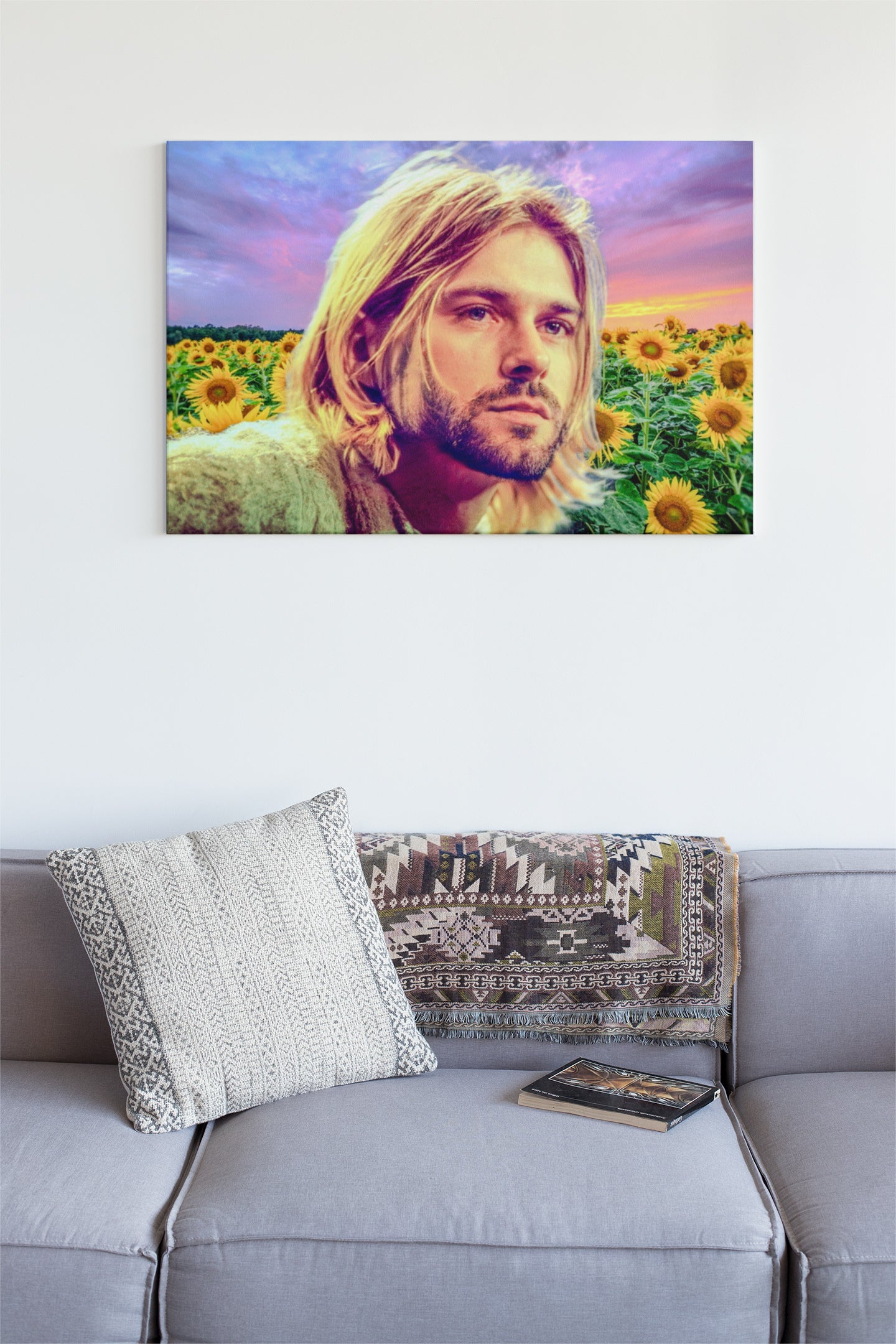 Cobain Sunflower Sunset Portrait Canvas