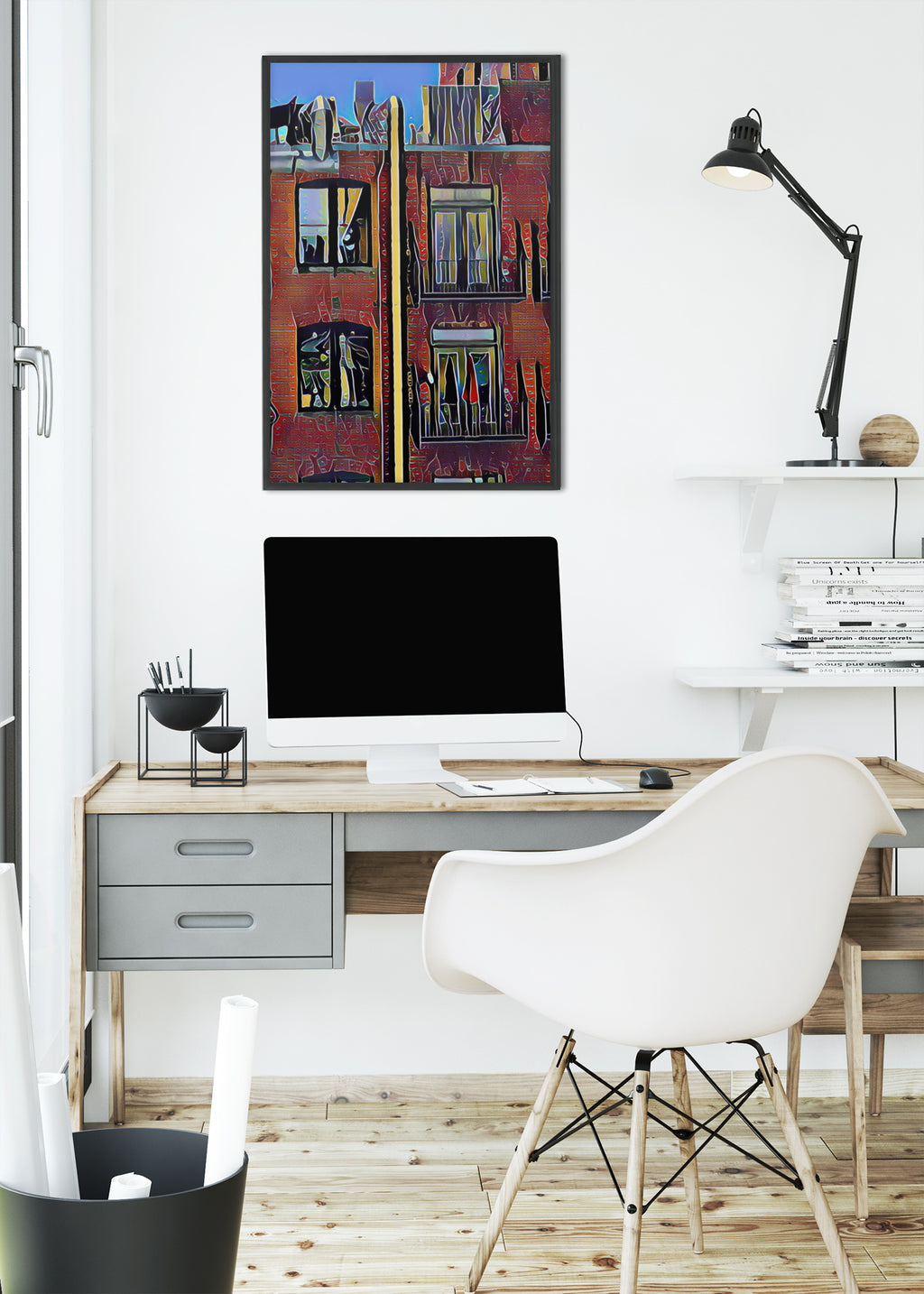 Acrylic Print — Colorful Urban Balcony Scene (French Cleat Hanging)