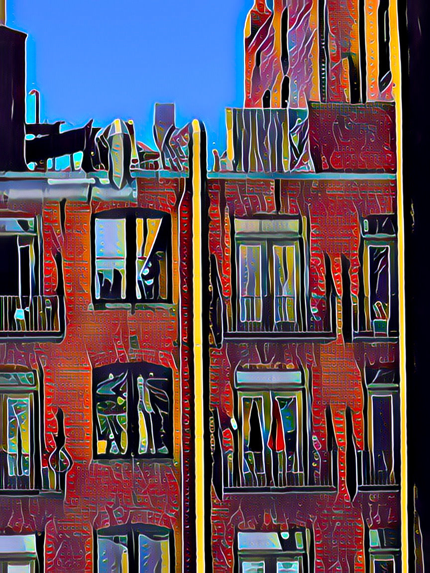 Acrylic Print — Colorful Urban Balcony Scene (French Cleat Hanging)