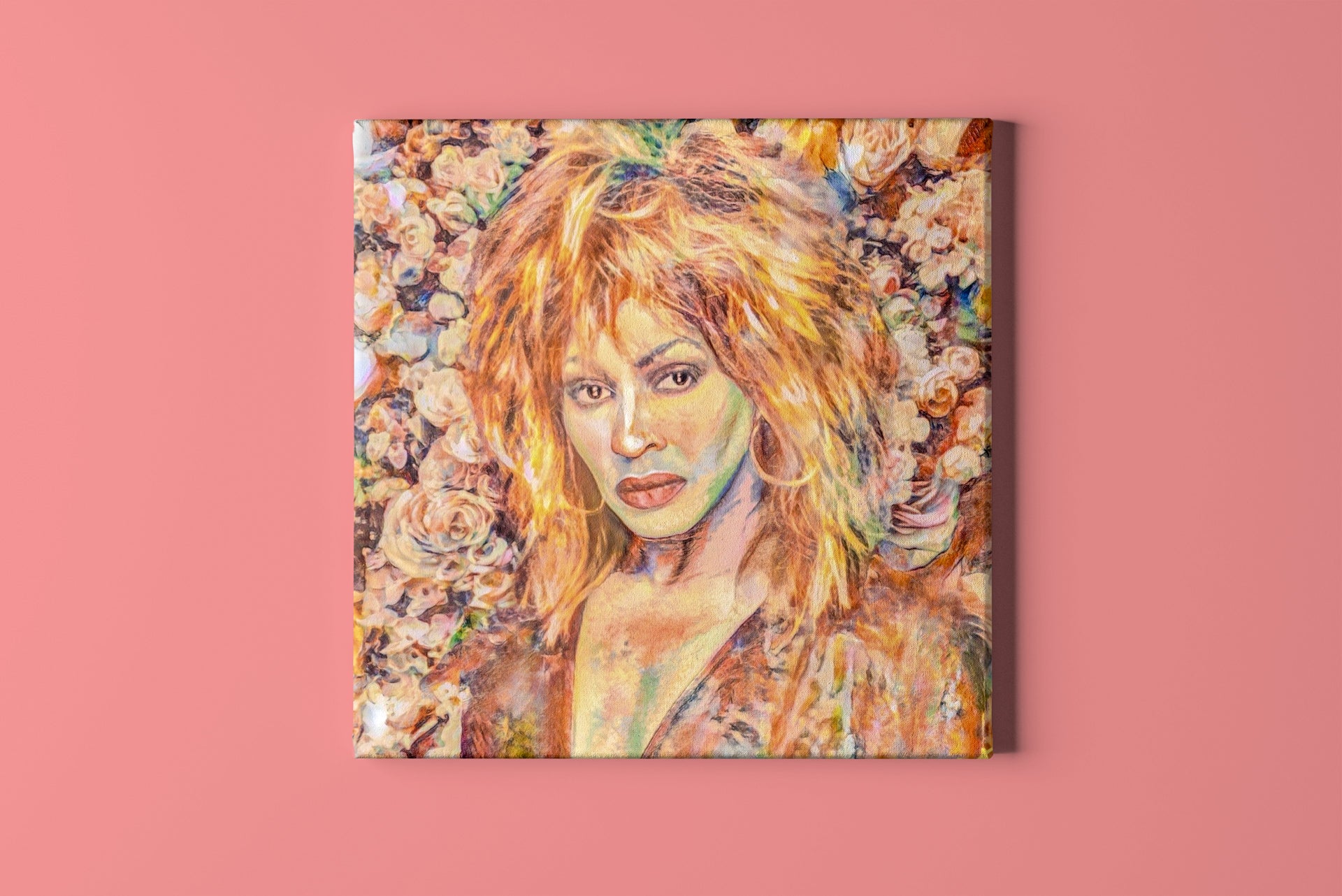 Tina Turner Portrait Metal Art Sign — Vintage Floral Pop Art Wall Decor