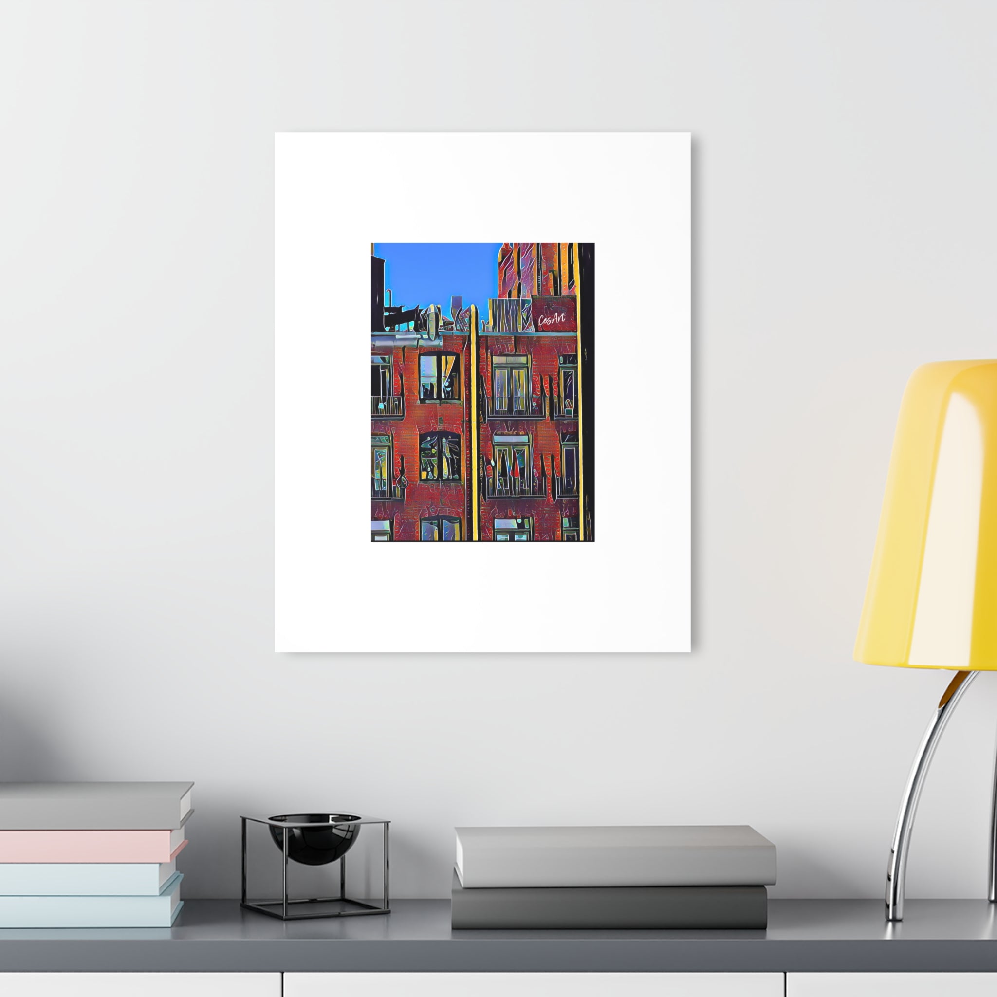Acrylic Print — Colorful Urban Balcony Scene (French Cleat Hanging)