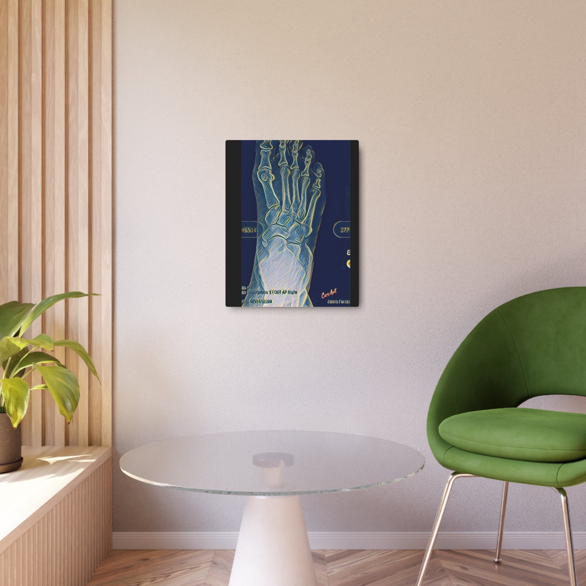 Metal Art Sign - X-Ray Foot Bones Abstract Medical Wall Decor Purple
