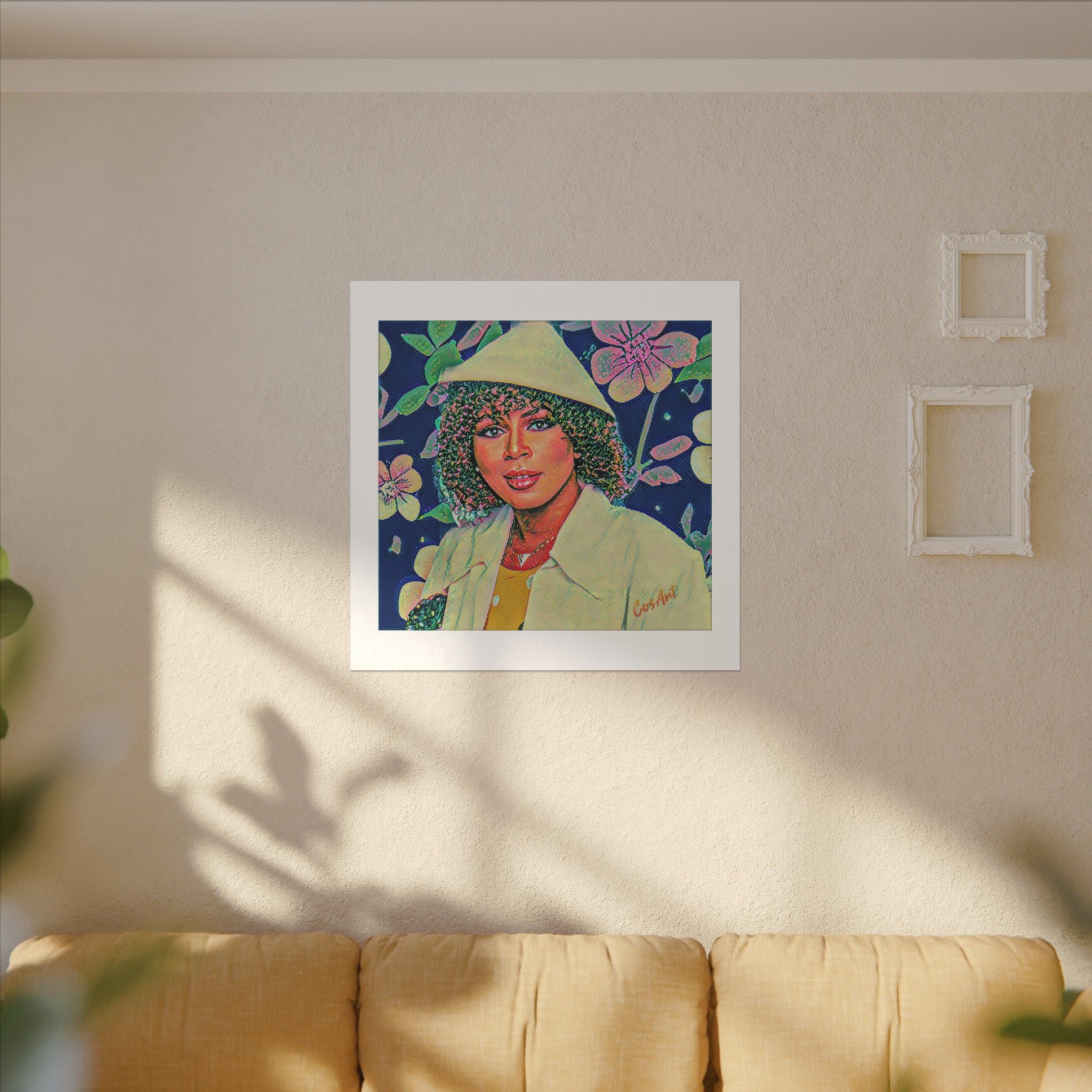 Minnie Riperton Portrait Canvas Print — Retro Floral Woman Art