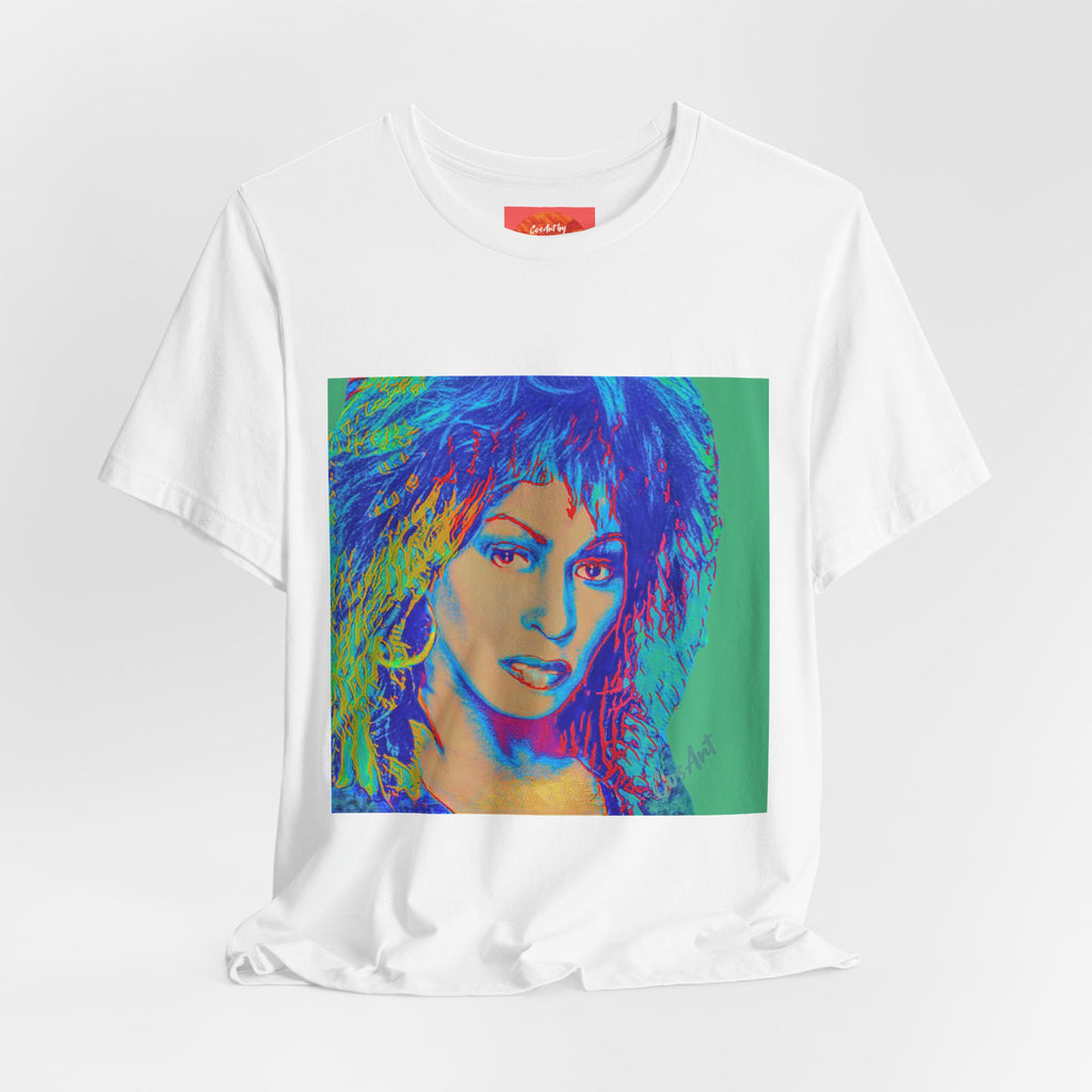Tina Pop Art Portrait Tee — Vibrant Retro Music Icon T-Shirt