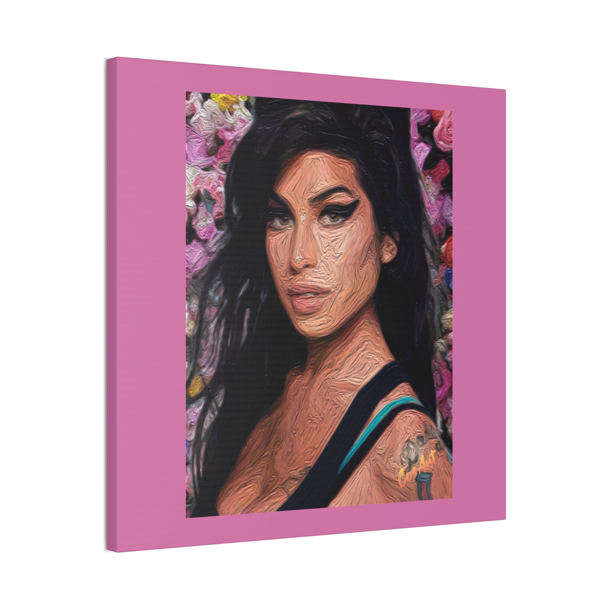 Amy Jade Winehouse Portrait Canvas Print — Floral Pop Art Woman