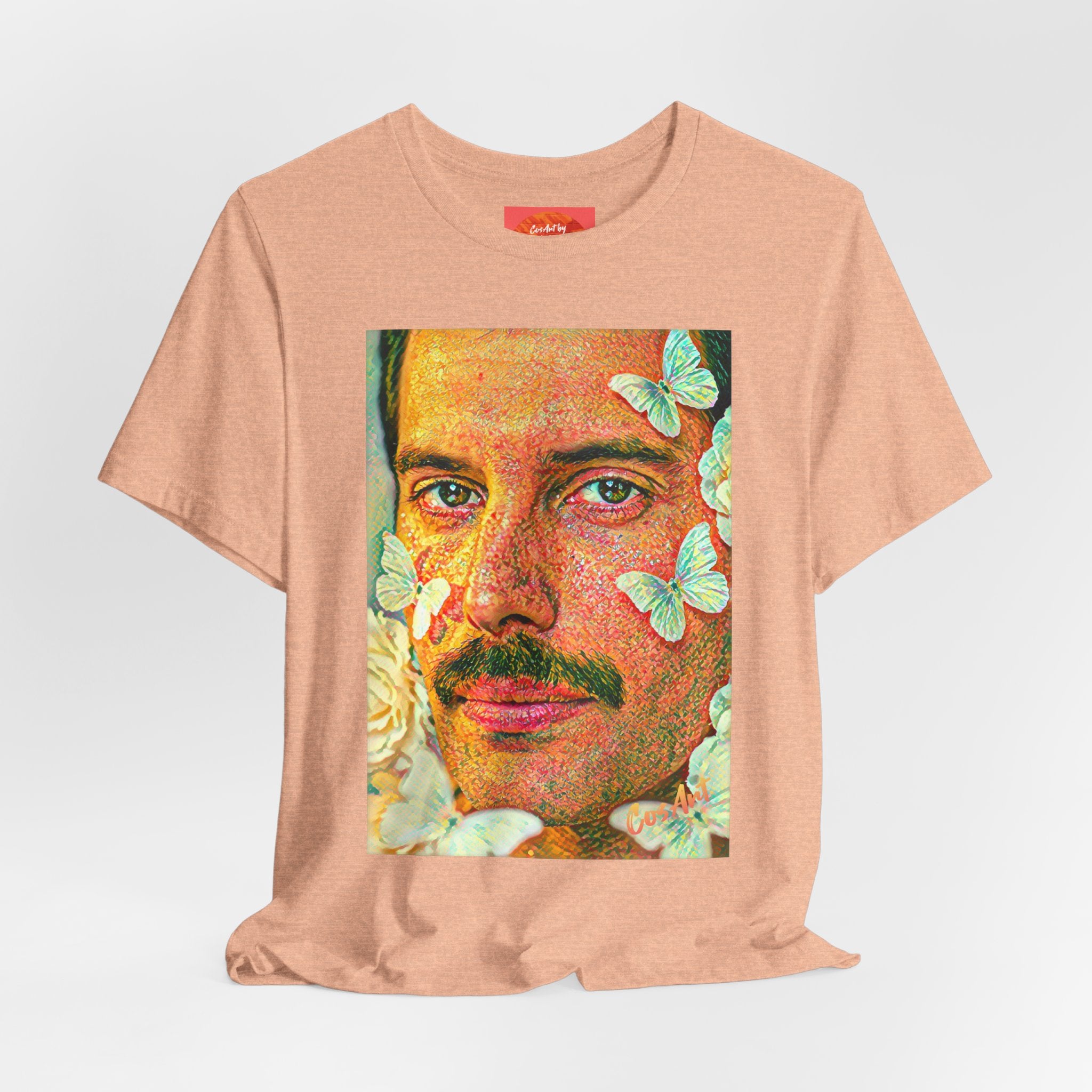 Freddie Portrait Tee with Butterflies – Retro Pop Art Rock T-Shirt
