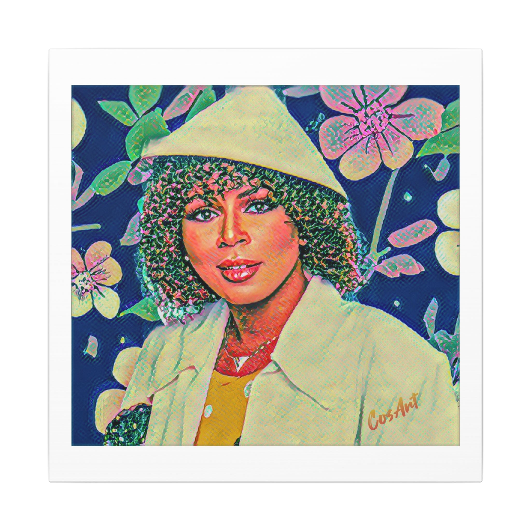 Minnie Riperton Portrait Canvas Print — Retro Floral Woman Art