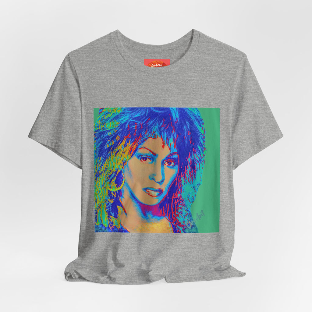 Tina Pop Art Portrait Tee — Vibrant Retro Music Icon T-Shirt